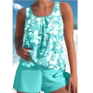 Femmes Tankini Set Bicolore | Imprimé Fleuri