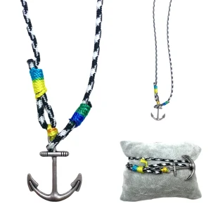 2-en-1 Collier Bracelet triple ancre (x6)