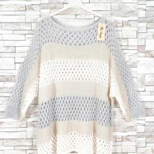 Top crochet manche chauve souris en maille brillante lurex  (x6)