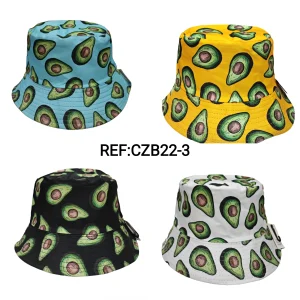 Chapeaux bob réversible motif  avocat (x12)