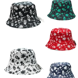 Chapeaux bob réversible motif  cocotier (x12)