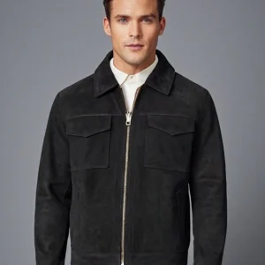 Veste motard daim homme