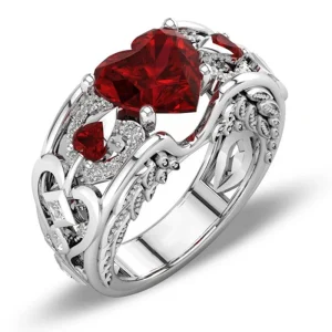 Bague Argent Vintage Rouge
