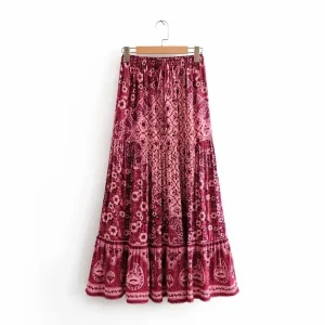 Jupe Longue Bohème Vieux Rose