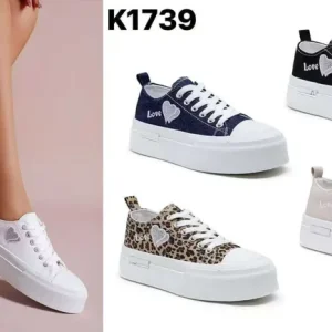 Baskets plateforme cœur brodé (x12)