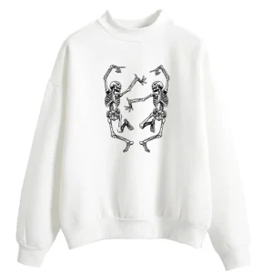 Pull Blanc Motif Vintage