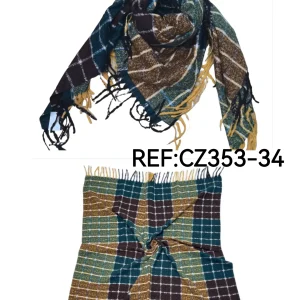 Écharpe châle motif  carreaux (x12)#34