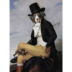 Tableau Chien Vintage Avec Chapeau