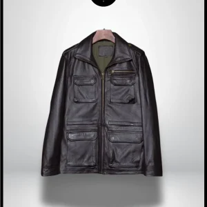 Veste en Cuir Motard Homme