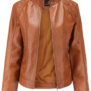 Veste Simili Cuir Vintage Femme